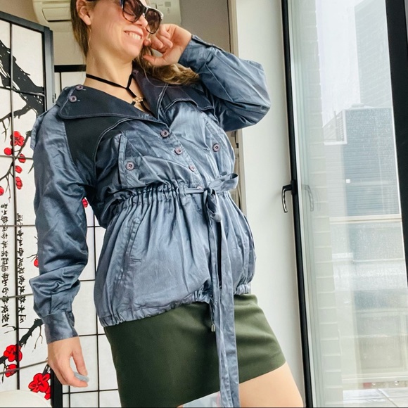 🚢 Reformation Vintage Metallic Belted Satin Trench Coat - Picture 8 of 16